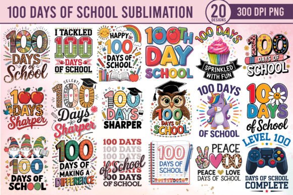 100 Days of School Sublimation Bundle for Crafts & Graphics