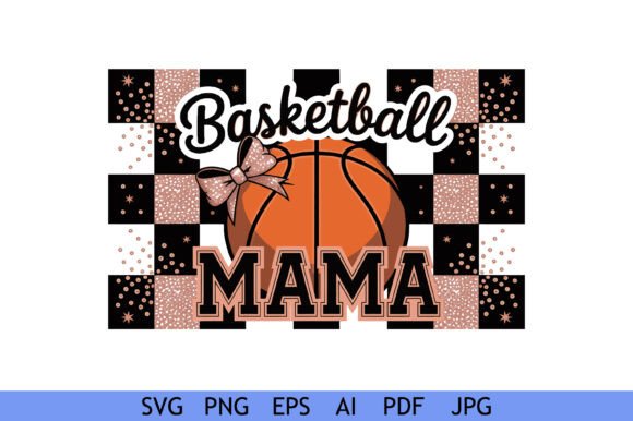 Basketball Mama Glitter Bow Design for Crafts and Graphics Projects