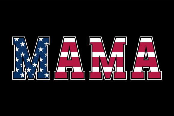 Bold Patriotic Mama Text Design: A Graphic Asset for Crafts and Local Branding