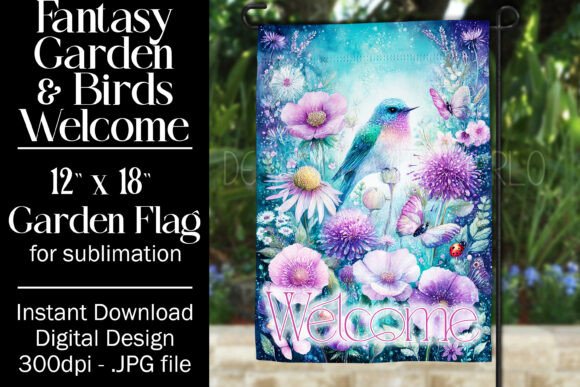 Fantasy Bird Garden Flag Sublimation 14: A Graphics Asset for Creative Crafters and Content Publishers