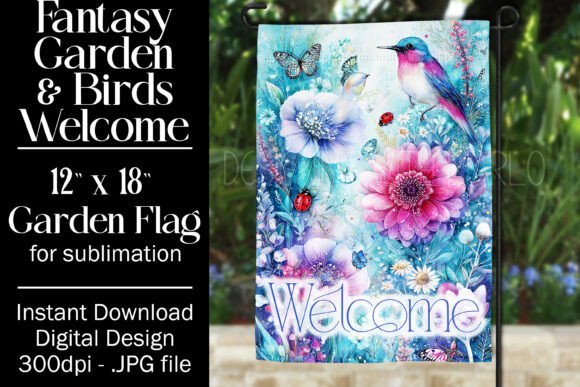 Fantasy Bird Garden Flag Sublimation 3: A Versatile Graphic for Crafts and Branding