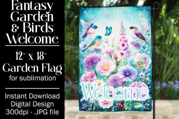 Fantasy Bird Garden Flag Sublimation 6: A Creative Graphic for Crafts and Content