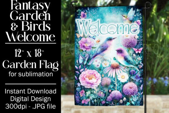 Fantasy Bird Garden Flag Sublimation 7: A Versatile Graphic Design Asset for Creative Brands