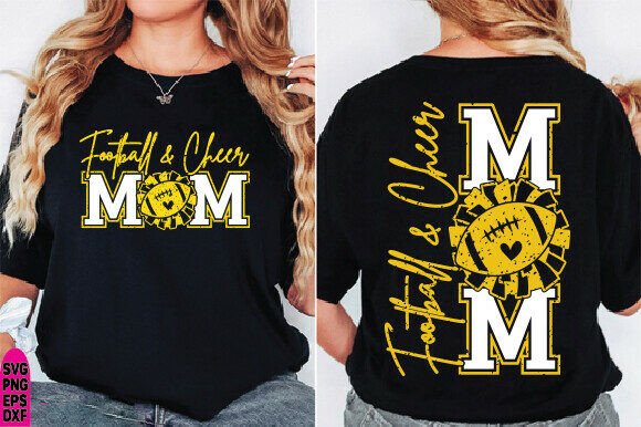 Football and Cheer Mom SVG PNG: A Dynamic Graphic Design Asset for T-Shirt Designs
