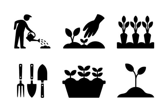 Gardening Planting Icon Set EPS: A Versatile Graphic Design Asset for Crafts