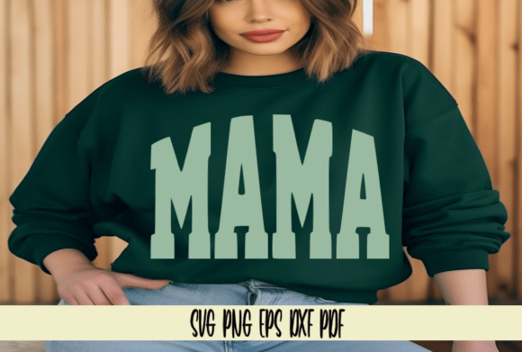 MAMA Varsity Curved in Green for Mother’s Day – A Versatile Graphic Design Asset