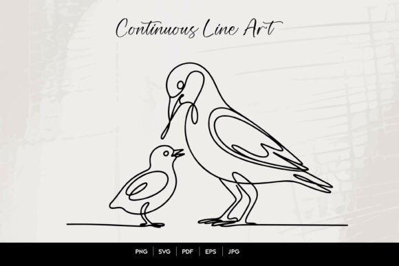 Mother Bird Baby Line Art: A Versatile Graphic Design Asset for Crafts and Creative Projects